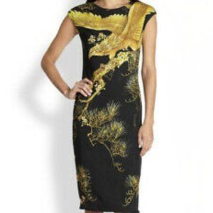 Roberto Cavalli Cap Sleeve Eagle print dress